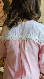 Beautiful Linen Co-ord Set With Lace Cut Work