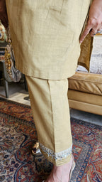 Stunning Linen Co-ord Set With Gota & Mirror Work
