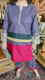 Stunning Linen Co-ord Set With Gota Work