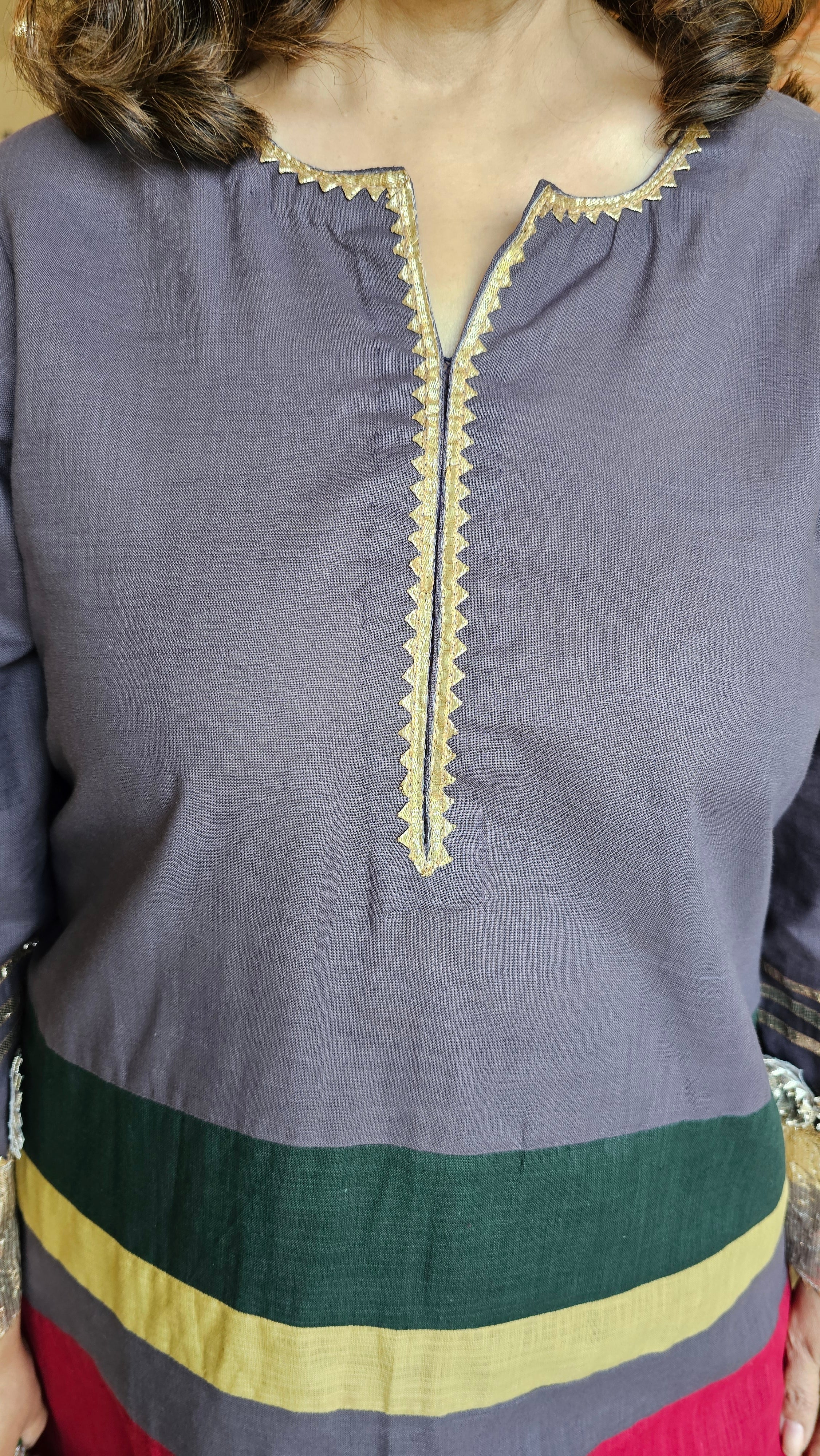 Stunning Linen Co-ord Set With Gota Work