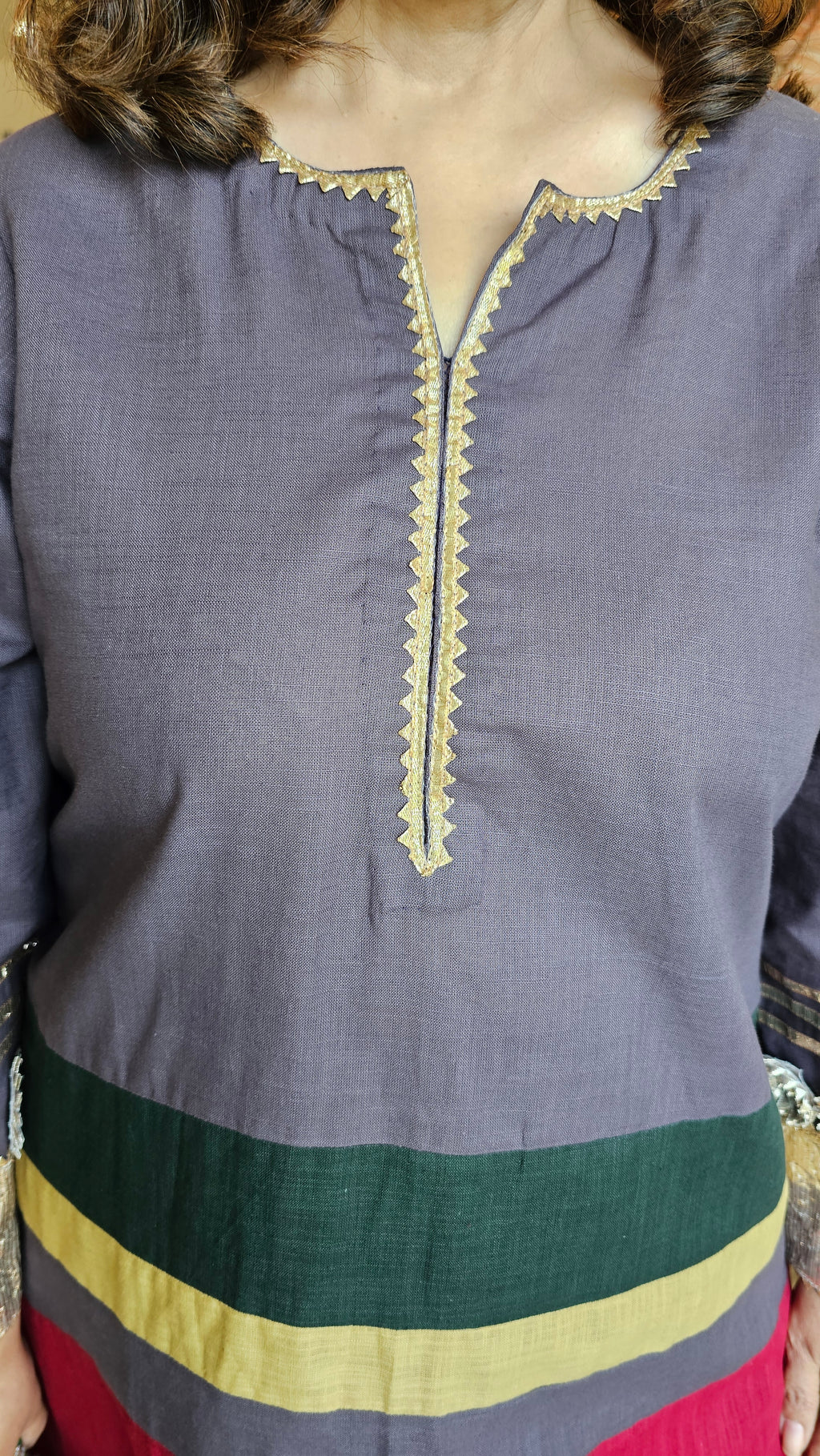 Stunning Linen Co-ord Set With Gota Work