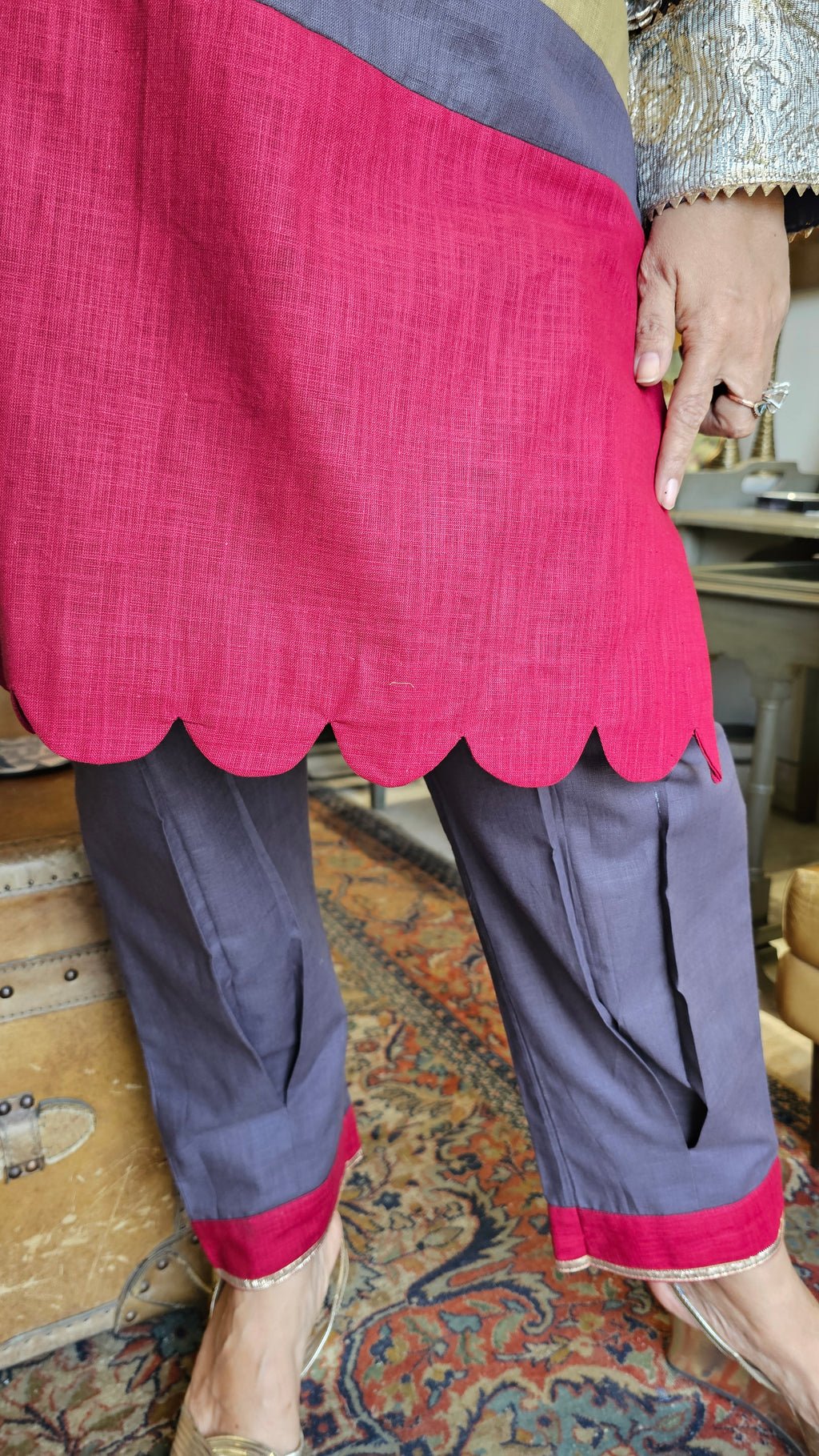 Stunning Linen Co-ord Set With Gota Work