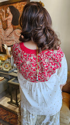 Stunning Cotton Mukaish Kurta with Cotton Jacquard Bottom Fully Lined With Mul Dressed with Embroidered Yok & Bottom Hemline