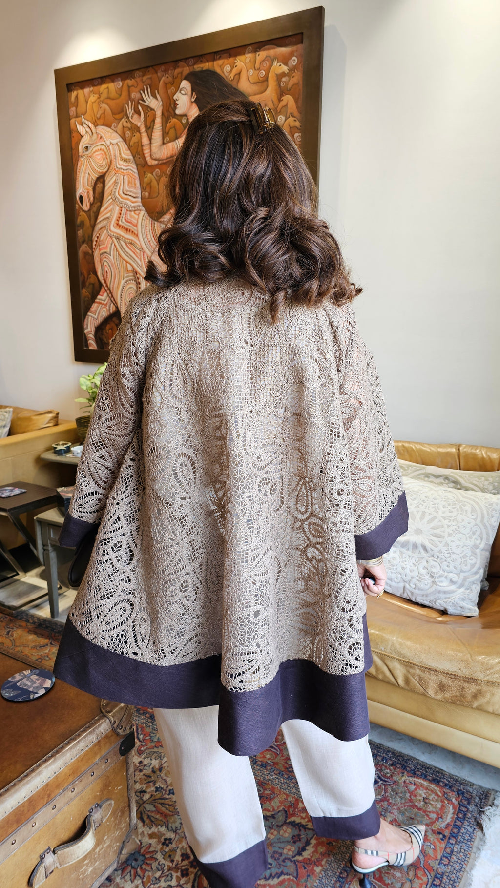 Stunning Dori Cotton Lace Fabric Co-ord with Linen Pants