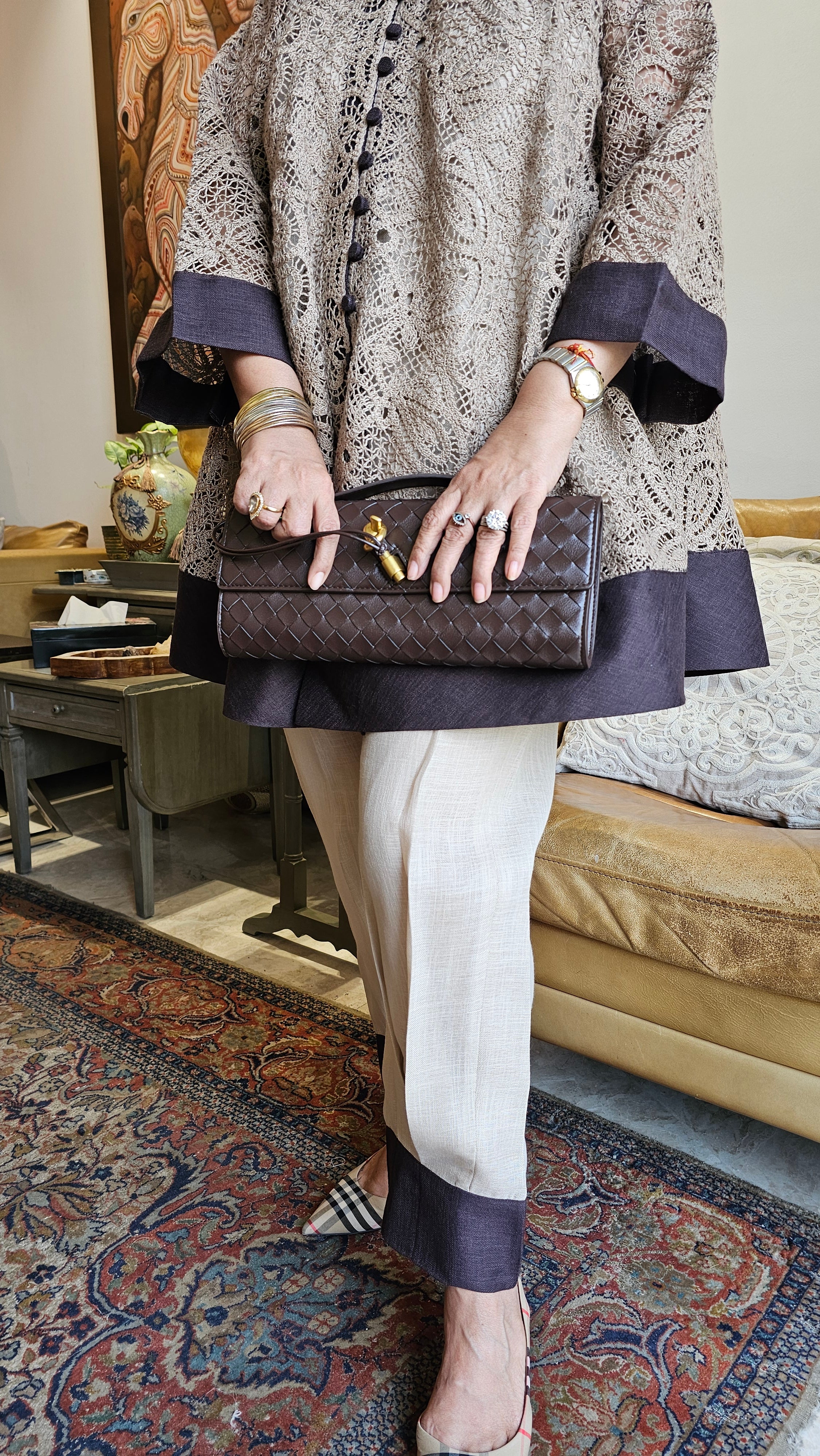 Stunning Dori Cotton Lace Fabric Co-ord with Linen Pants