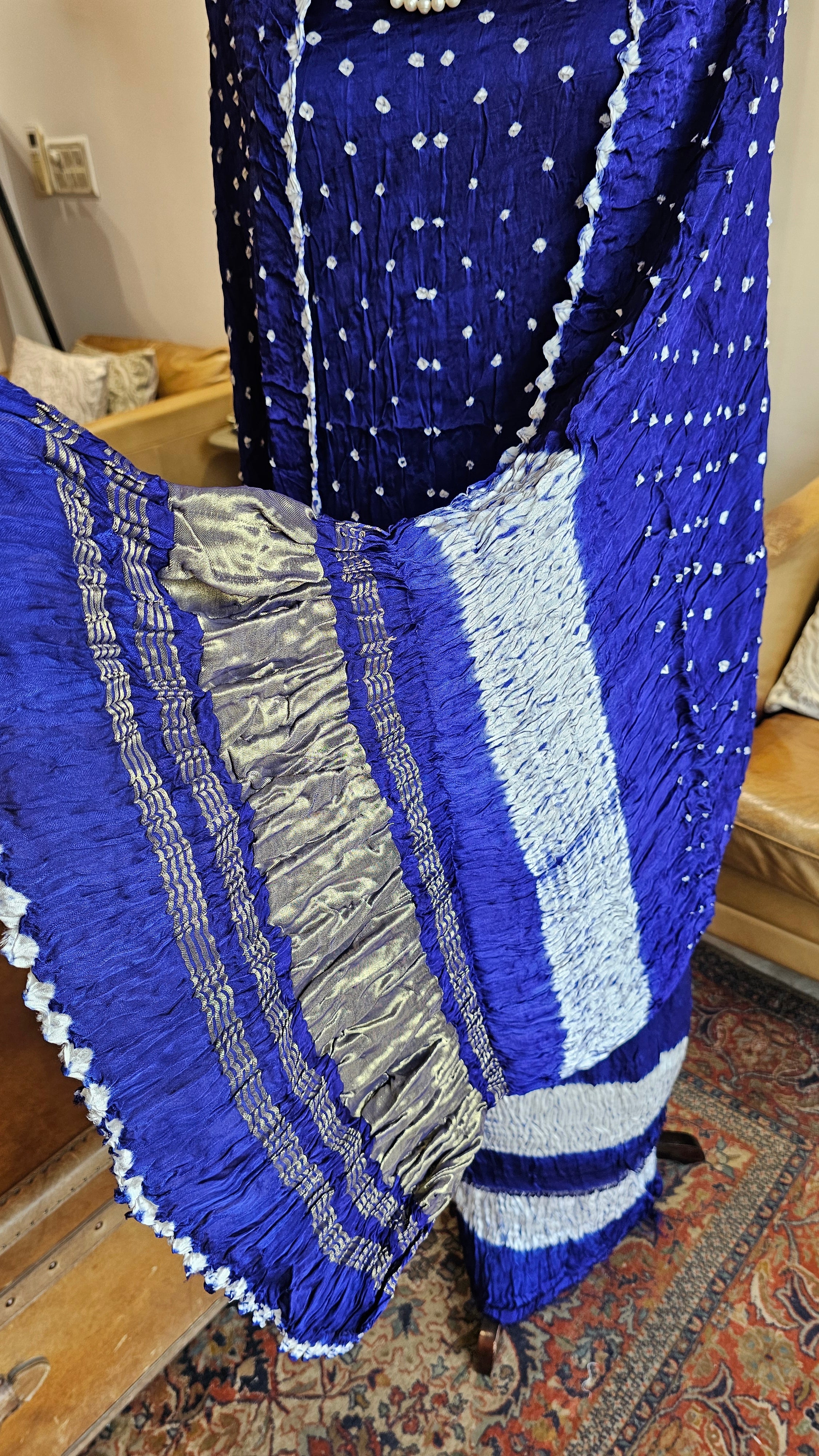Beautiful Dola Silk Tie & Dye Suit with Zari Work Dupatta