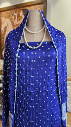 Beautiful Dola Silk Tie & Dye Suit with Zari Work Dupatta