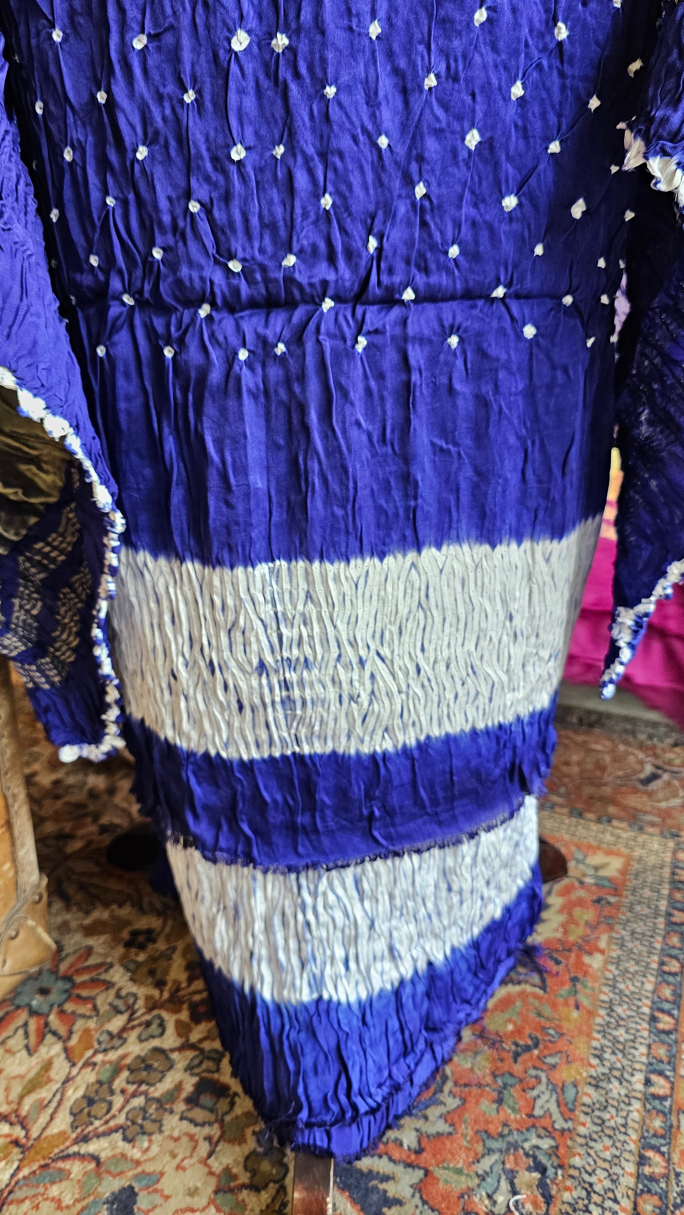 Beautiful Dola Silk Tie & Dye Suit with Zari Work Dupatta