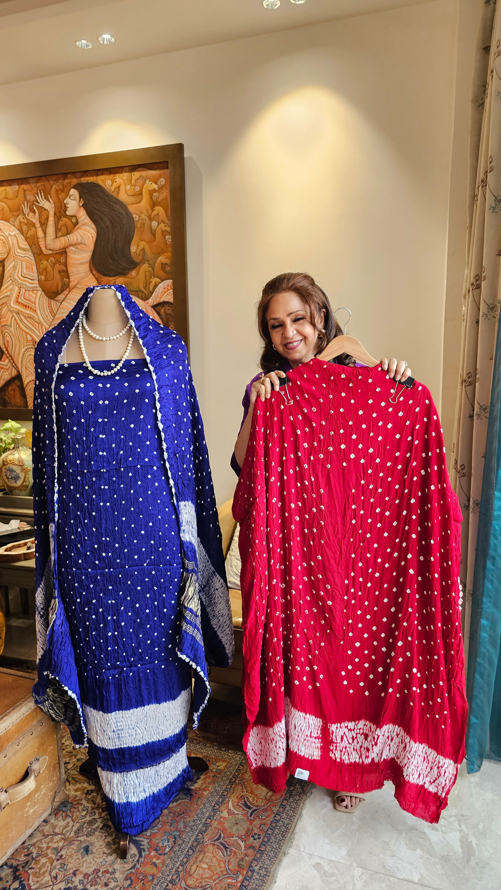 Beautiful Dola Silk Tie & Dye Suit with Zari Work Dupatta