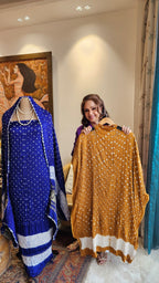 Beautiful Dola Silk Tie & Dye Suit with Zari Work Dupatta
