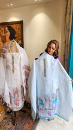 Beautiful Linen Suit with Hand Print & Embroidery Work