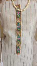 Beautiful Linen Suit with Hand Print & Embroidery Work