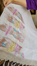 Beautiful Linen Suit with Hand Print & Embroidery Work