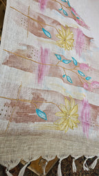Beautiful Linen Suit with Hand Print & Embroidery Work