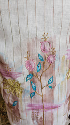 Beautiful Linen Suit with Hand Print & Embroidery Work