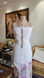 Beautiful Linen Suit with Hand Print & Embroidery Work