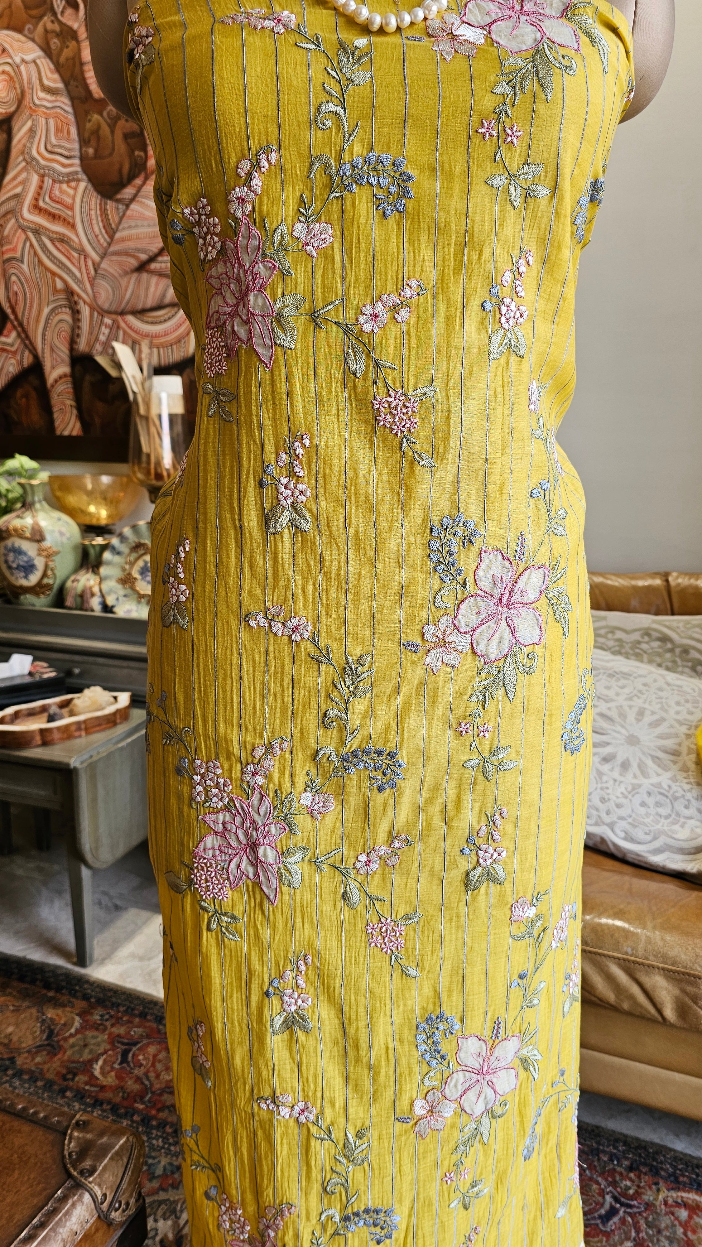 Beautiful Crushed Cotton Suit with Embroidery Work