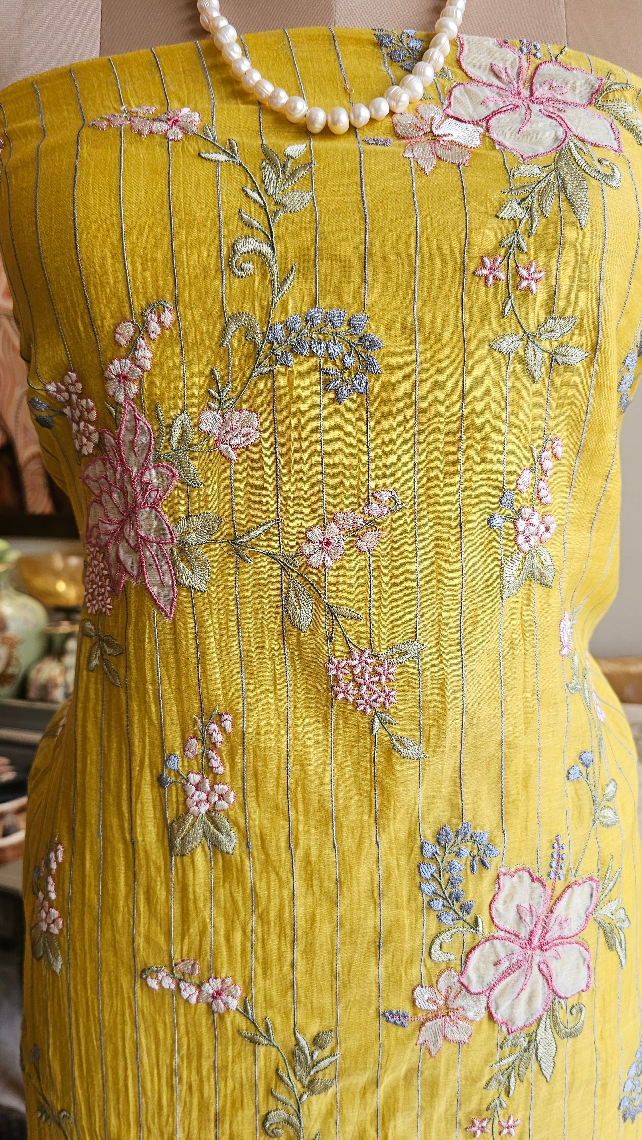 Beautiful Crushed Cotton Suit with Embroidery Work