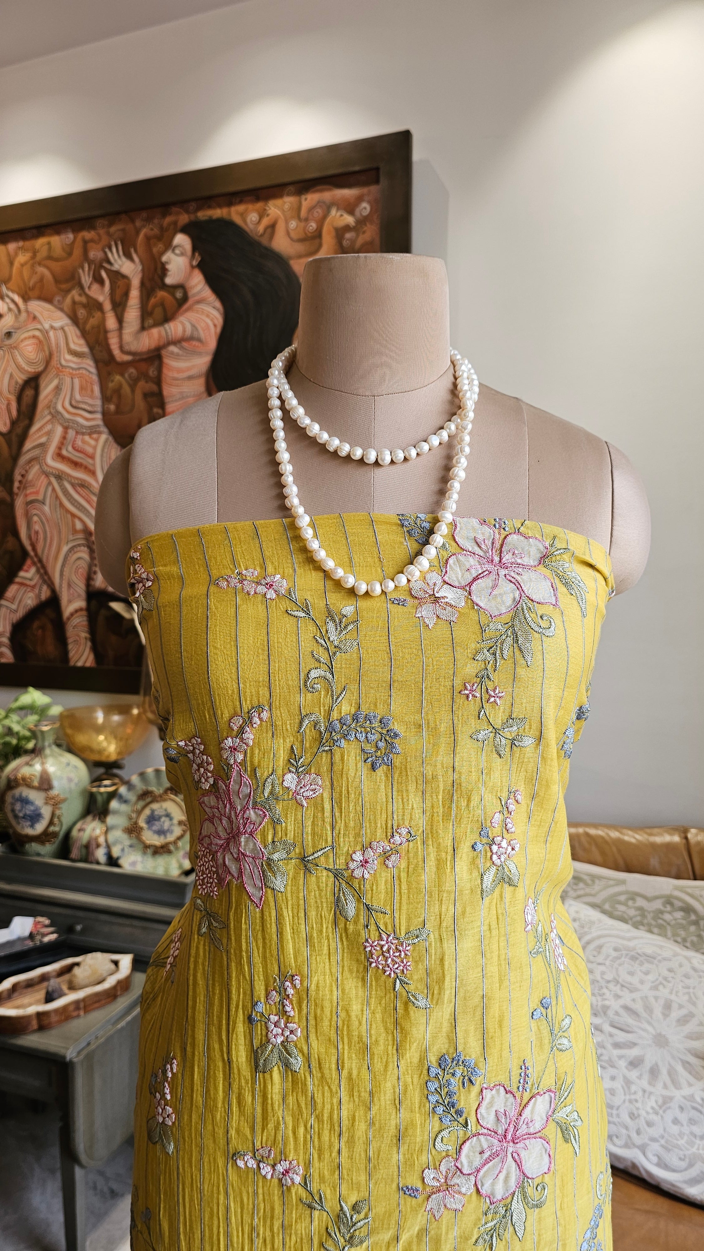 Beautiful Crushed Cotton Suit with Embroidery Work