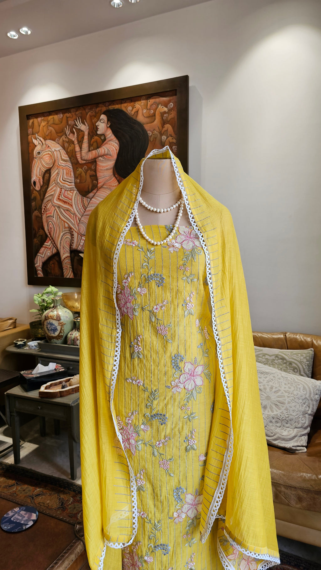 Beautiful Crushed Cotton Suit with Embroidery Work