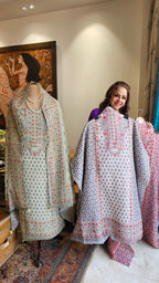 Beautiful Digital Printed Linen Suit with Pearl Embroidery