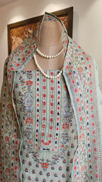 Beautiful Digital Printed Linen Suit with Pearl Embroidery