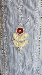 Beautiful Mul Fabric suit with Hand, Crochet & Thread work
