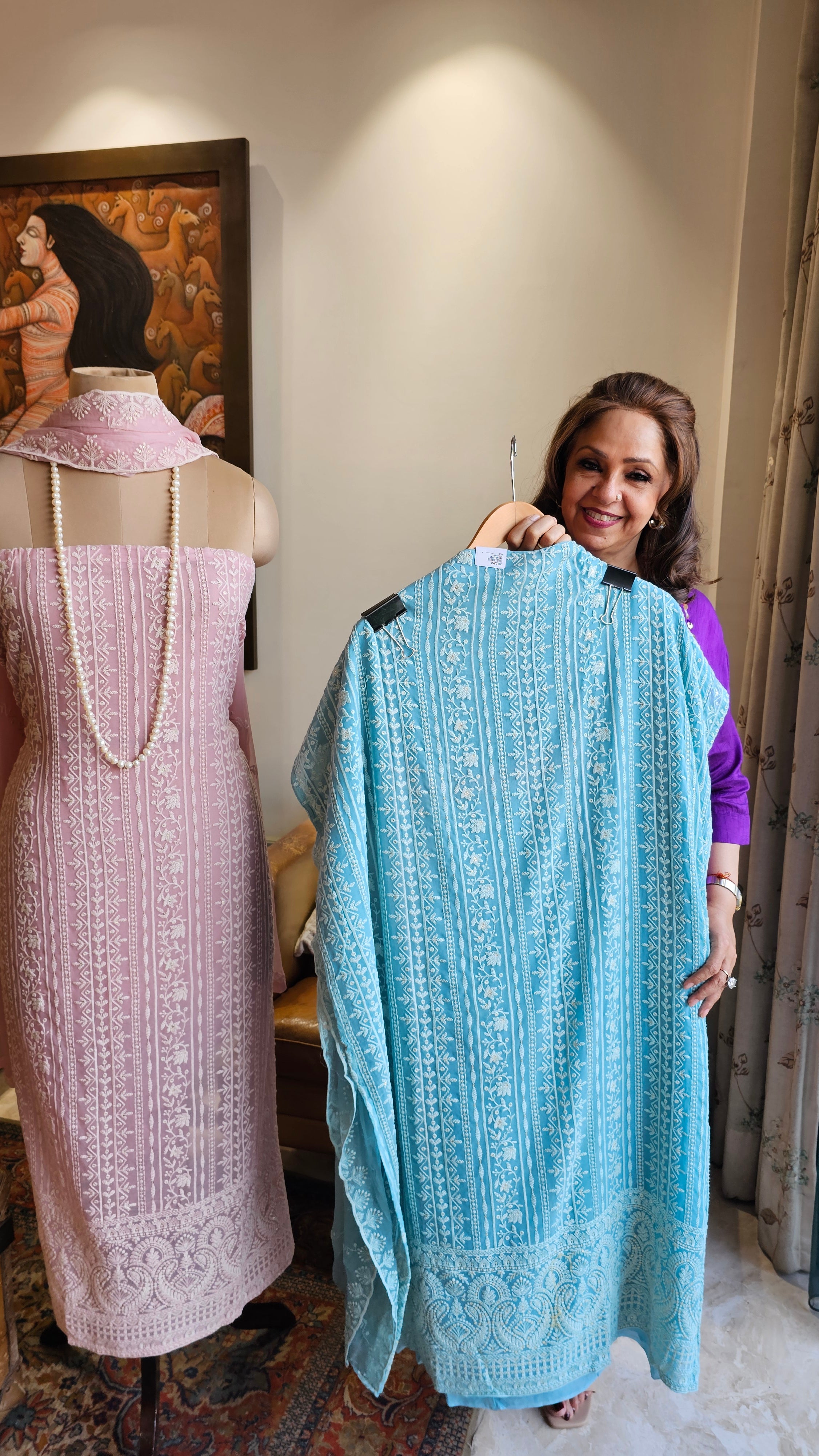 Pretty Georgette Suit with Sippi and Embroidery Work