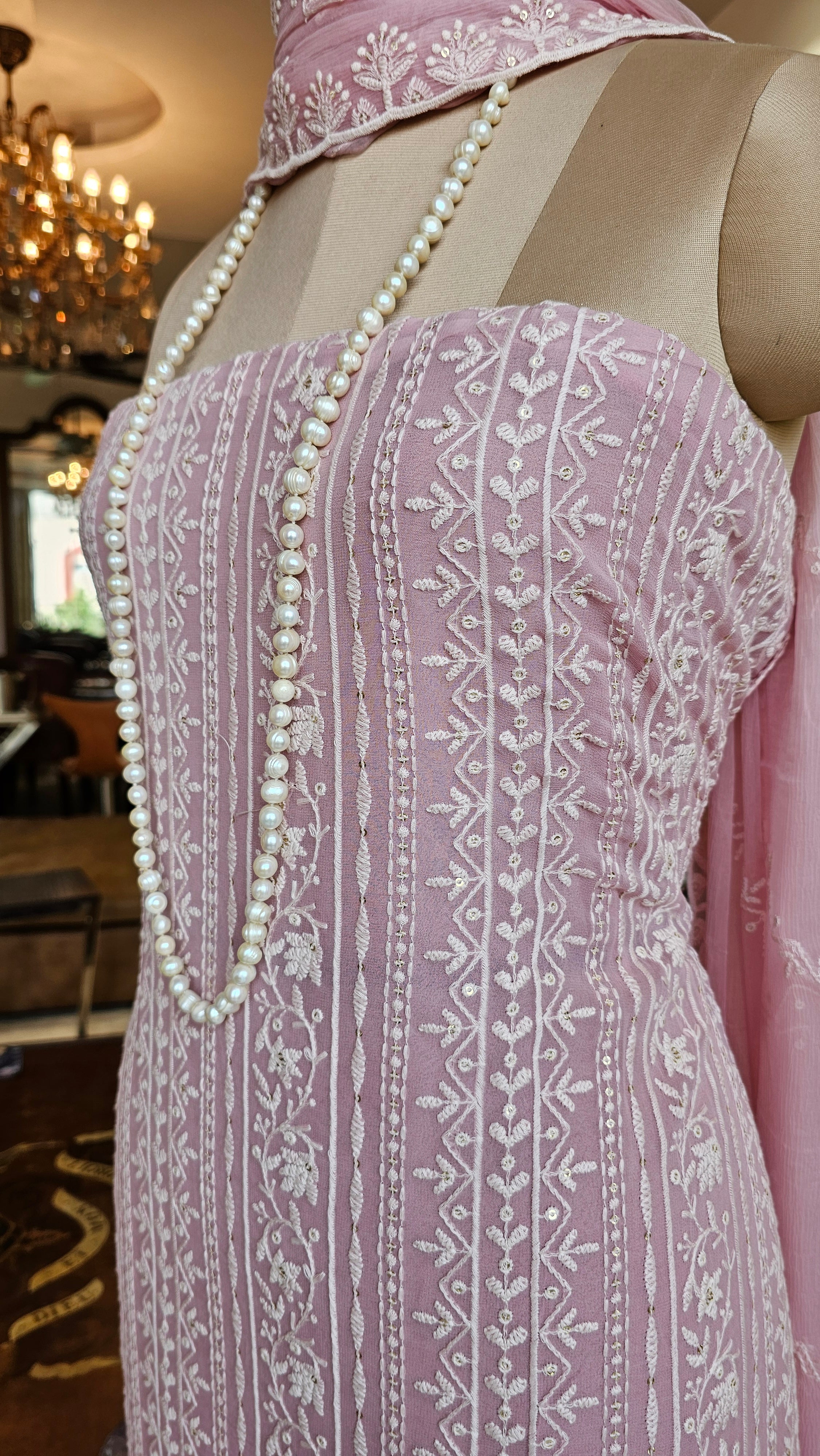 Pretty Georgette Suit with Sippi and Embroidery Work