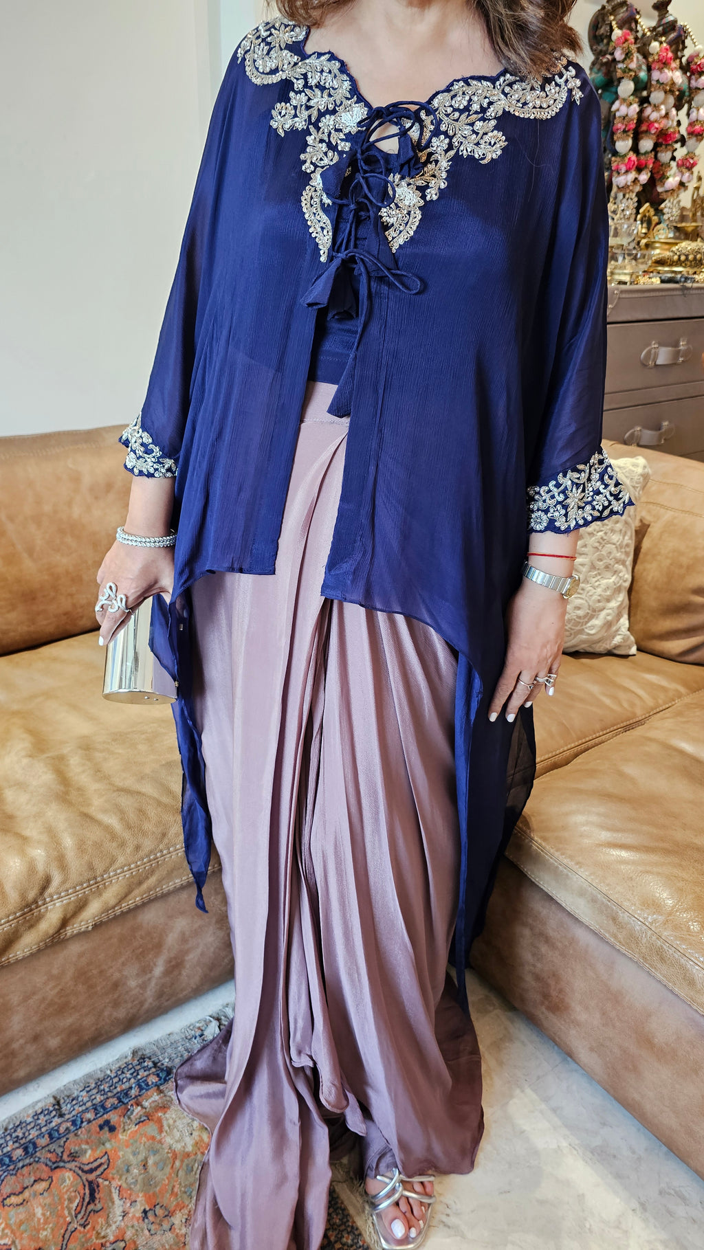 Beautiful Chinon Outfit With Hand Work