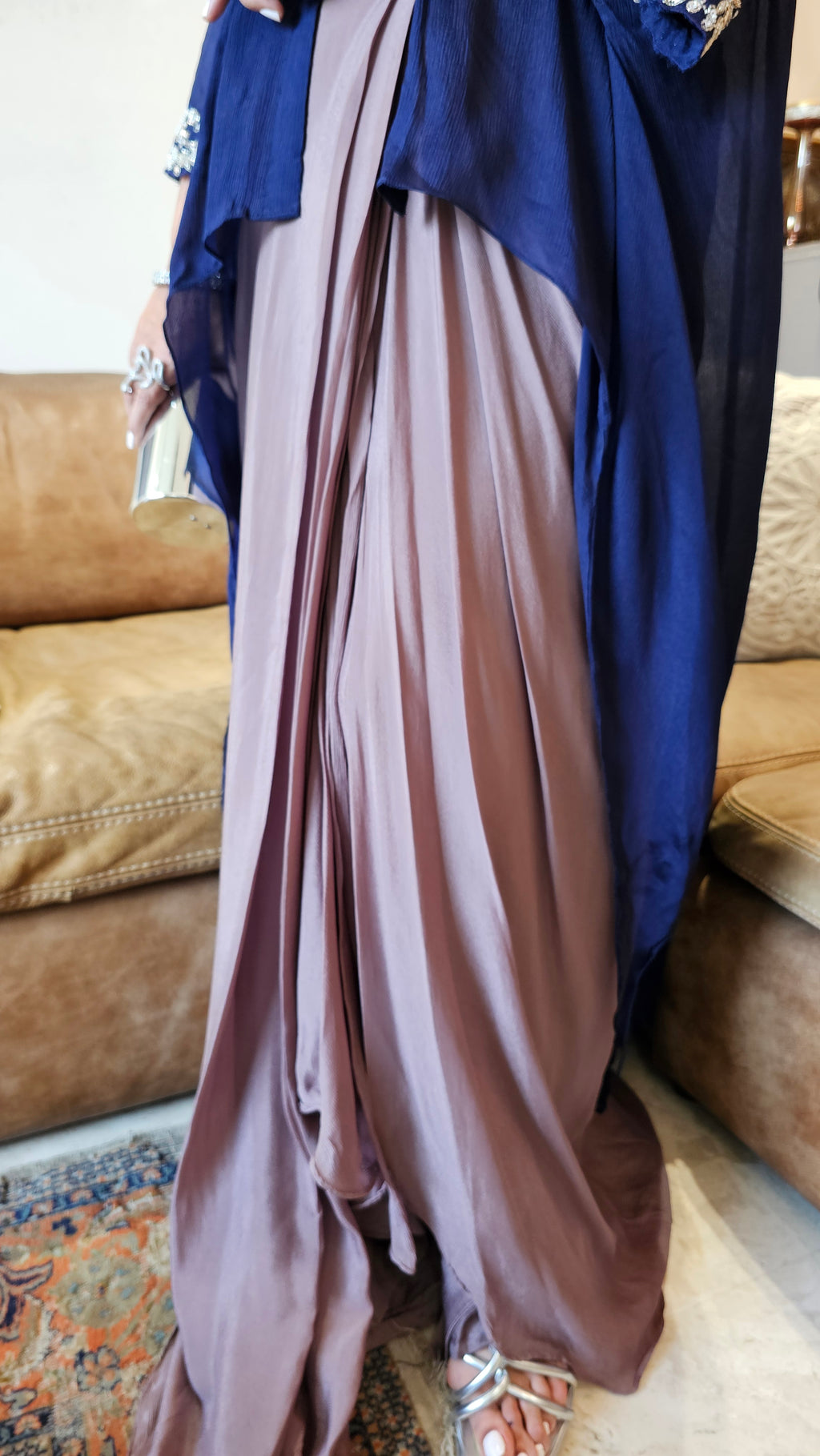 Beautiful Chinon Outfit With Hand Work