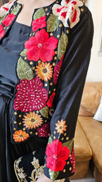 Stunning Silk Top with Parasi Embroidery & Hand Work And with Satin Crepe Skirt