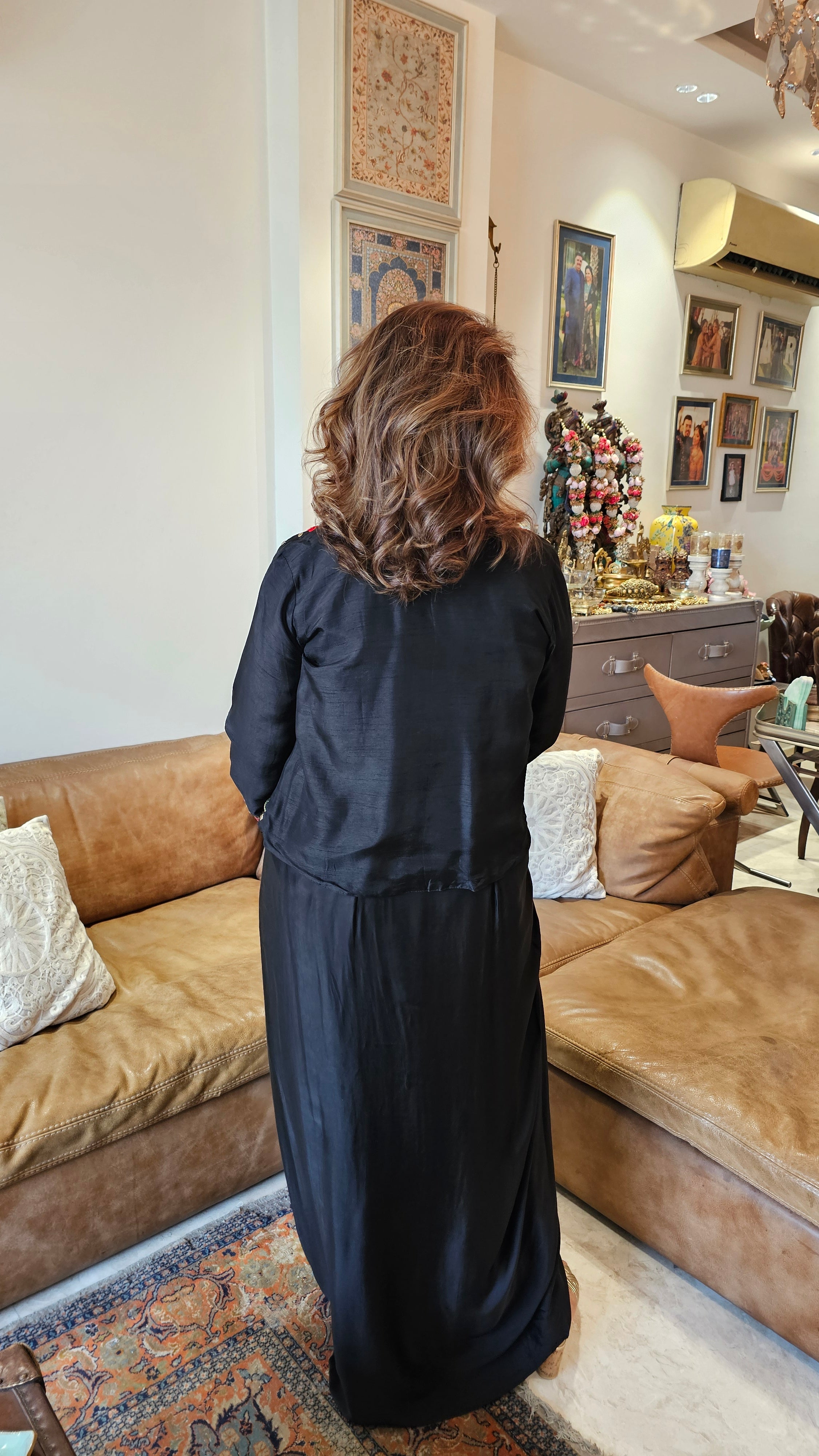 Stunning Silk Top with Parasi Embroidery & Hand Work And with Satin Crepe Skirt