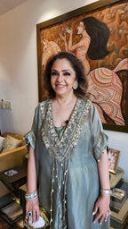 Beautiful Organza Top With Hand Embroidery & Mirror Work with Banarasi Tissue Bottom