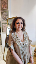 Beautiful Organza Top With Hand Embroidery & Mirror Work with Banarasi Tissue Bottom