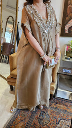 Beautiful Organza Top With Hand Embroidery & Mirror Work with Banarasi Tissue Bottom