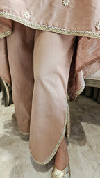Beautiful Linen Kaftan and Bottom with  Pearl, Swarovski & Zari Lace Work