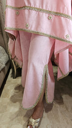 Beautiful Linen Kaftan and Bottom with  Pearl, Swarovski & Zari Lace Work