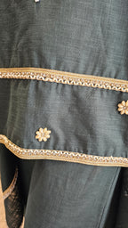Beautiful Linen Kaftan and Bottom with  Pearl, Swarovski & Zari Lace Work