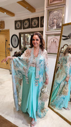 Beautiful Chinon Georgette Outfit with Mirror & Hand Embroidery