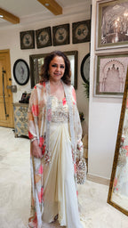 Beautiful Chinon Georgette Outfit with Mirror & Hand Embroidery