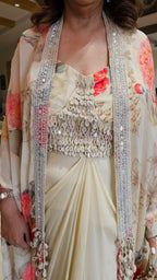 Beautiful Chinon Georgette Outfit with Mirror & Hand Embroidery