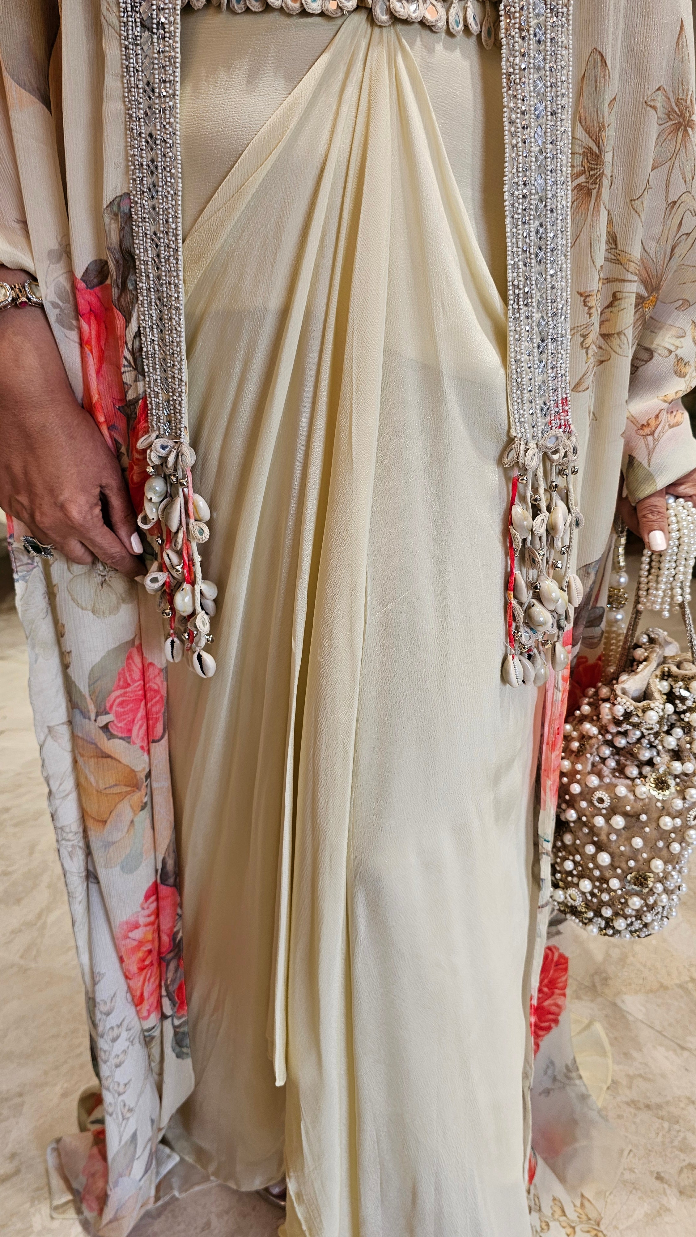Beautiful Chinon Georgette Outfit with Mirror & Hand Embroidery
