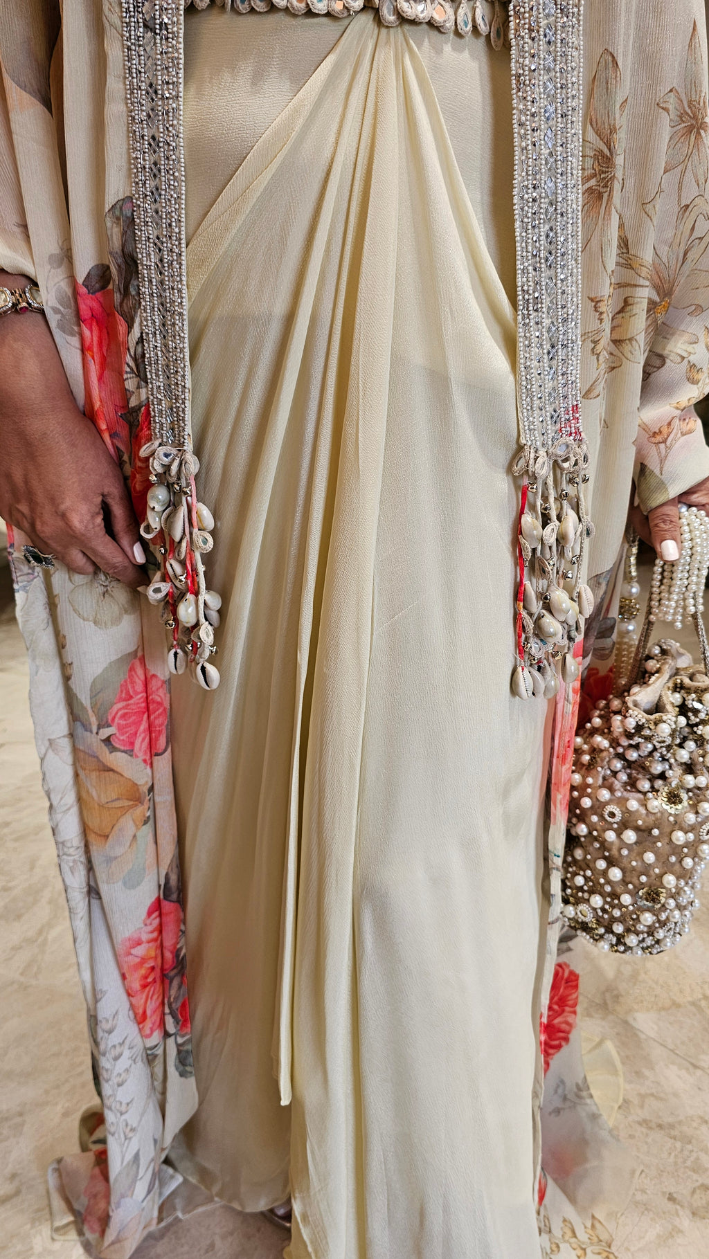 Beautiful Chinon Georgette Outfit with Mirror & Hand Embroidery