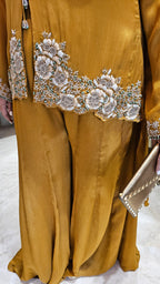 Beautiful Chinon Georgette Asymmetric Top With Hand Work And with Chinon Georgette Plazzo