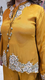 Beautiful Chinon Georgette Asymmetric Top With Hand Work And with Chinon Georgette Plazzo