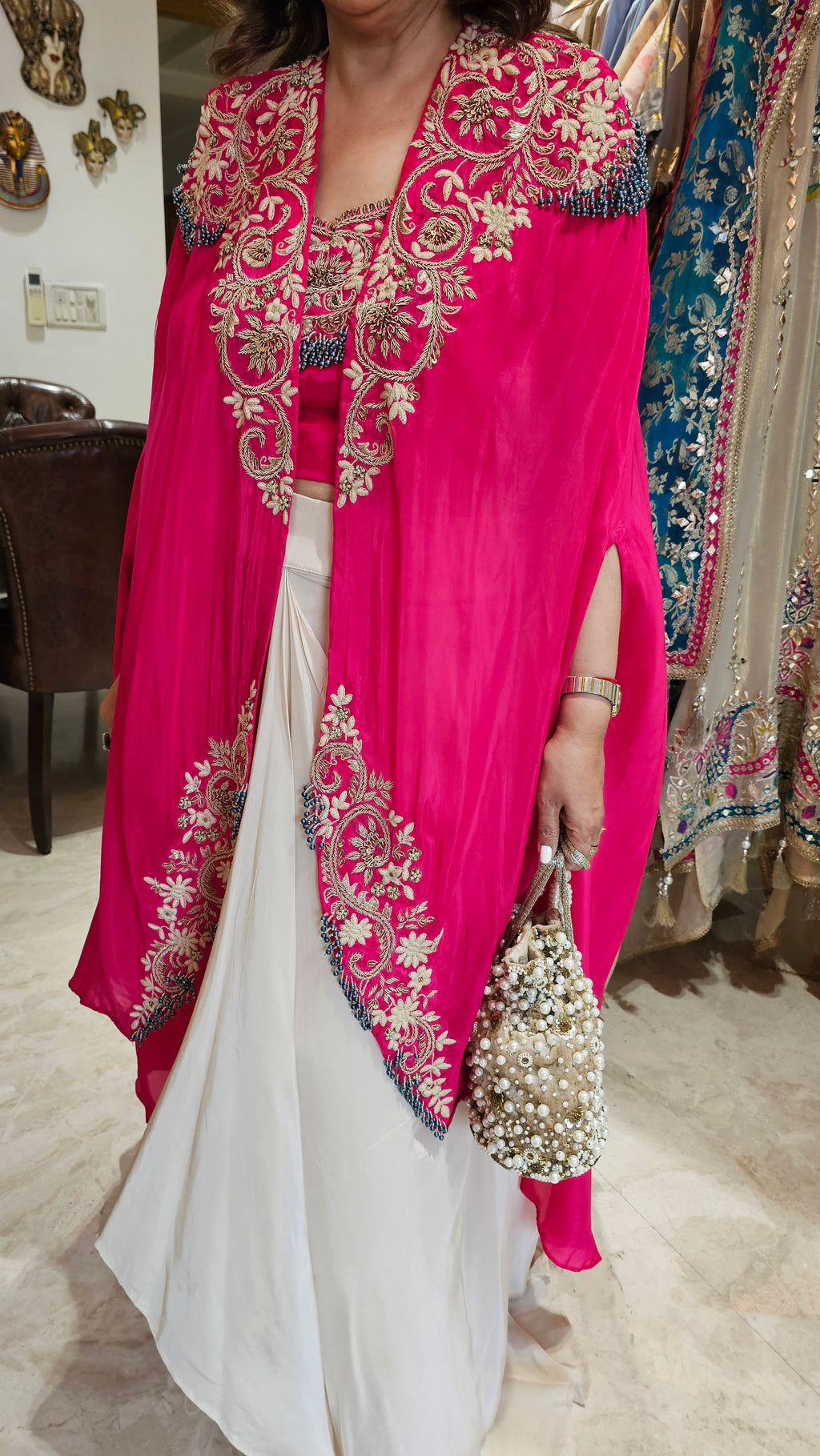 Beautiful Crepe Outfit with Thread & Zardozi Work