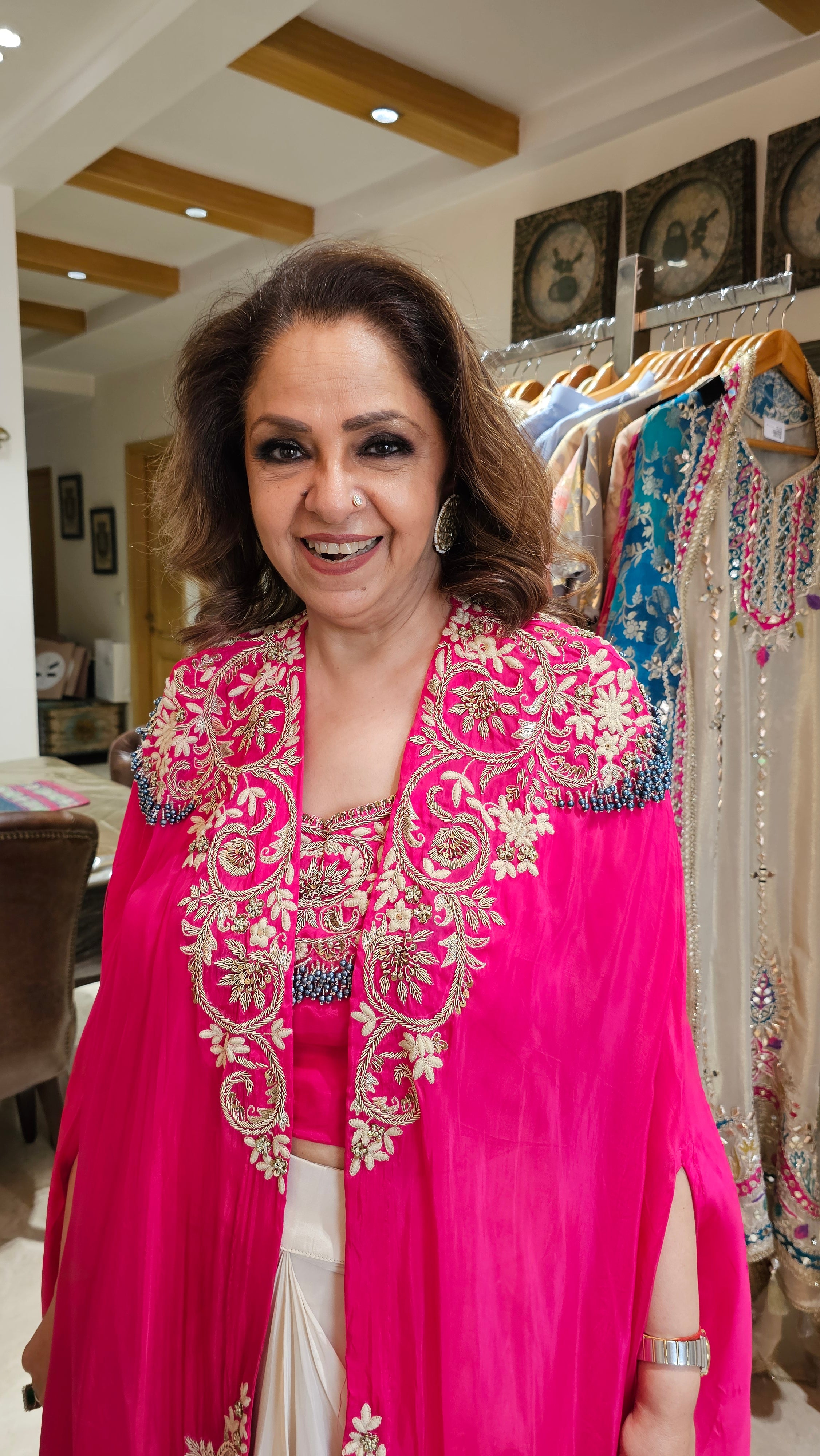 Beautiful Crepe Outfit with Thread & Zardozi Work