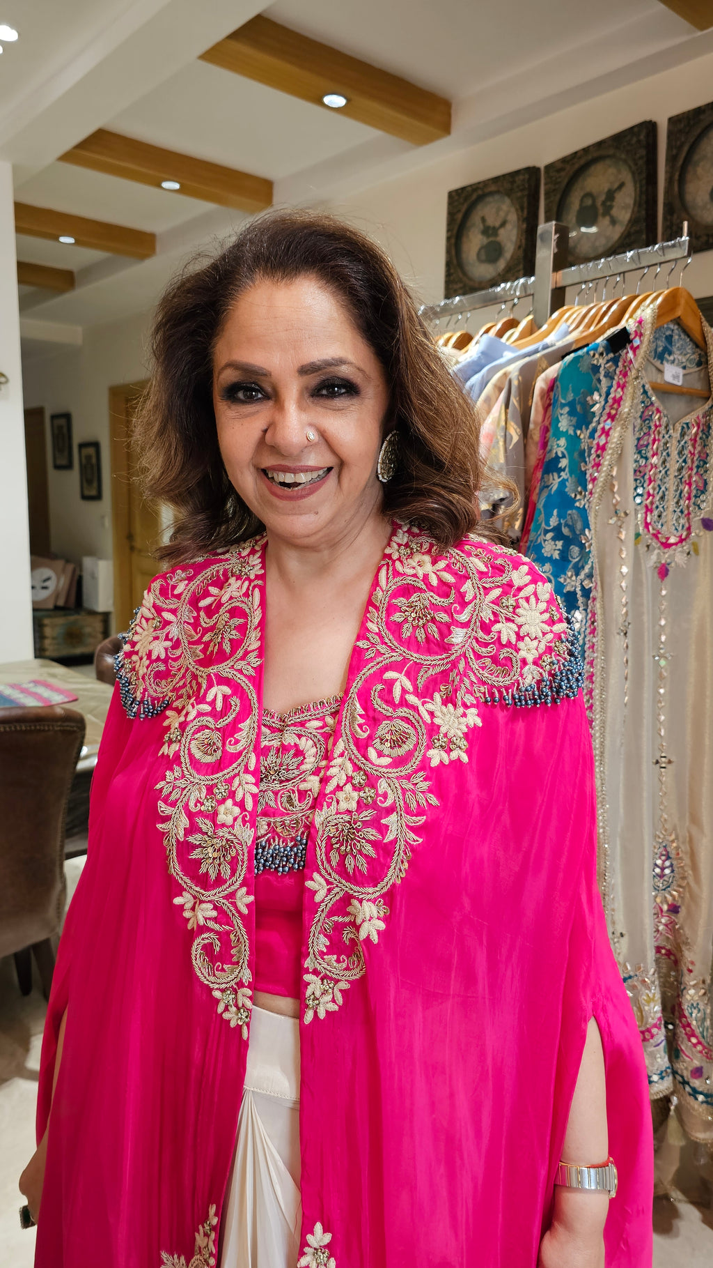 Beautiful Crepe Outfit with Thread & Zardozi Work