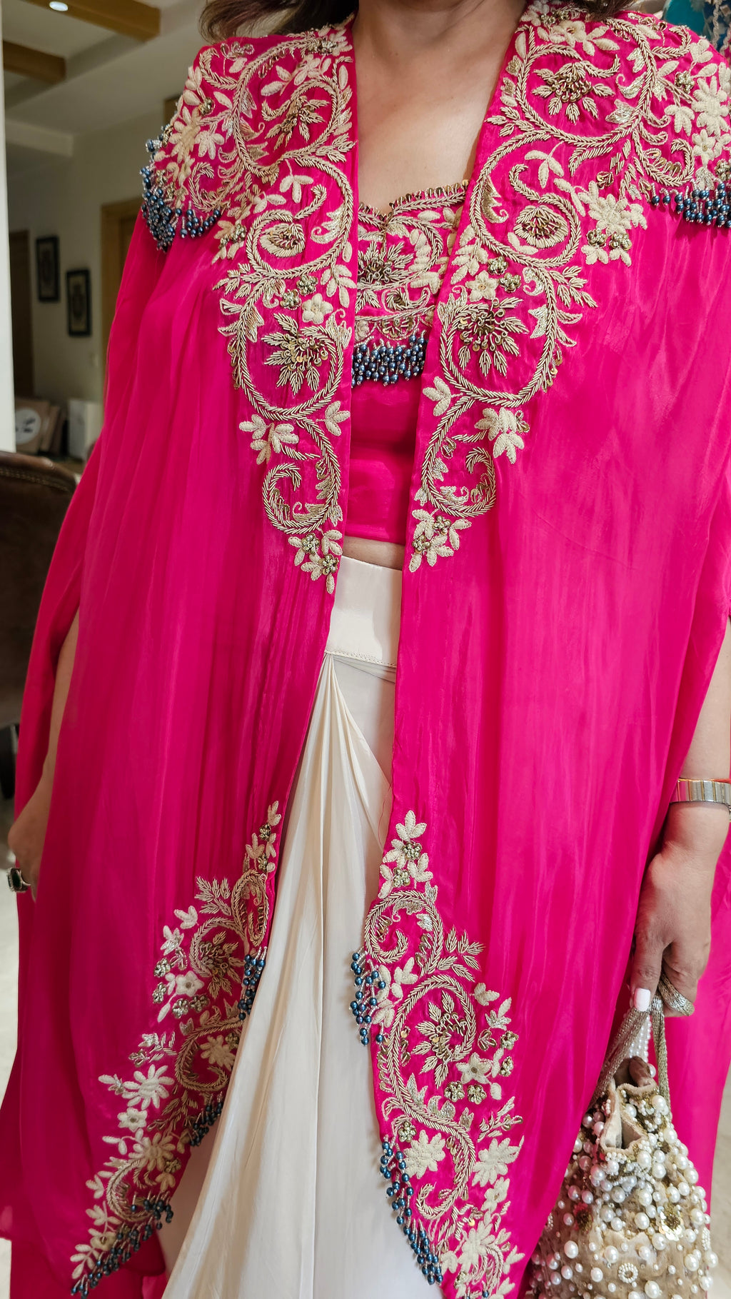 Beautiful Crepe Outfit with Thread & Zardozi Work